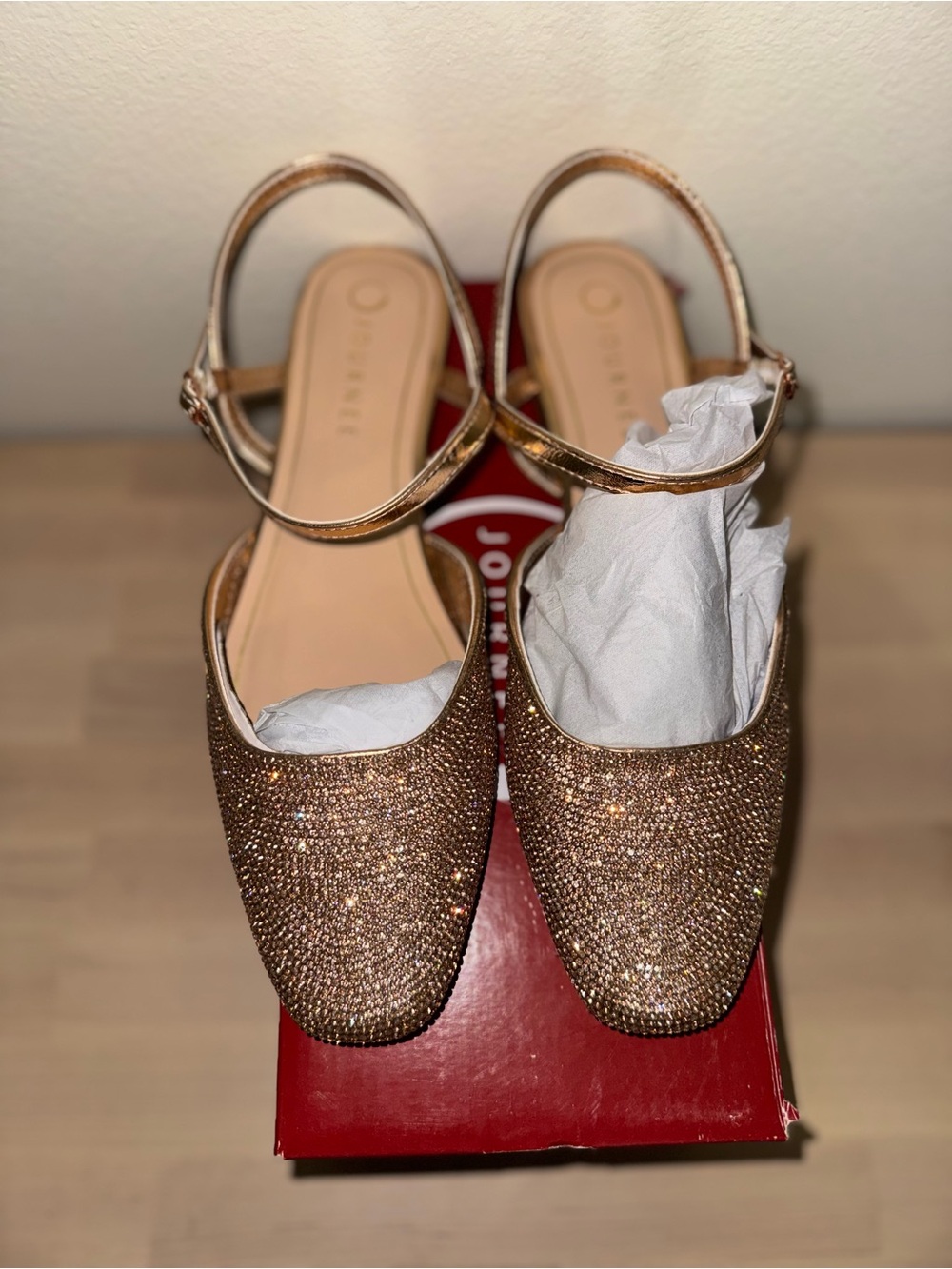 Journee Collection Rose Gold Glitter Slingback Mules
